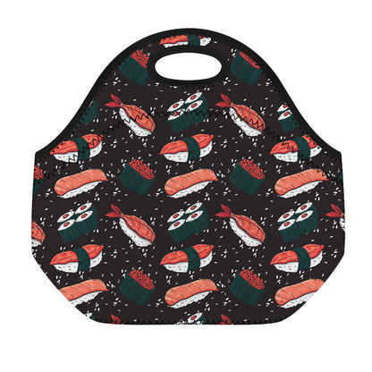 Japanese Sushi Pattern Print Neoprene Lunch Bag