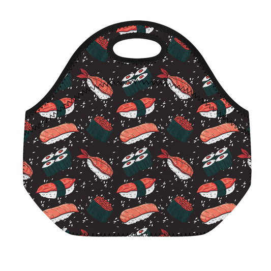 Japanese Sushi Pattern Print Neoprene Lunch Bag