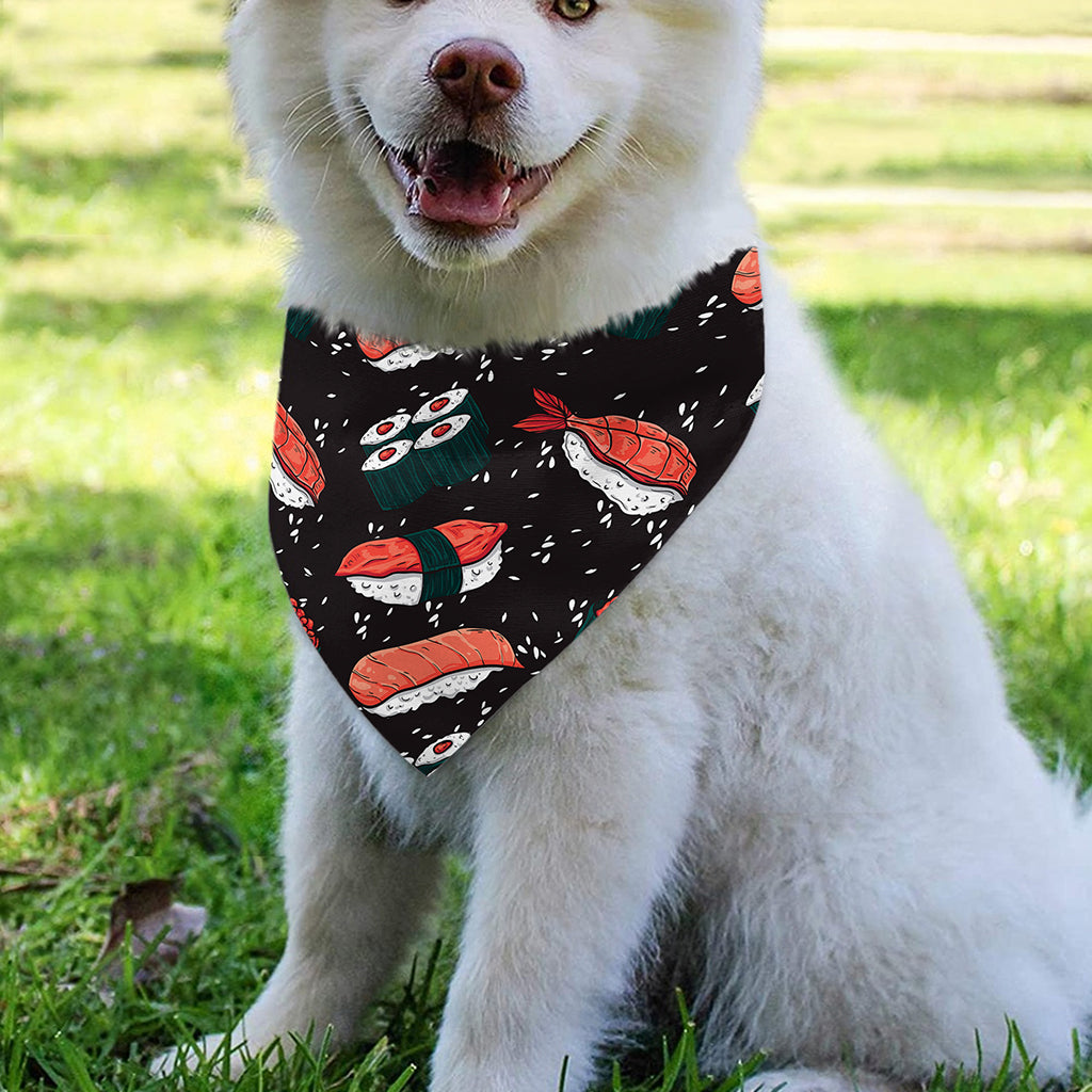 Japanese Sushi Pattern Print Over The Collar Dog Bandana