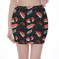 Japanese Sushi Pattern Print Pencil Mini Skirt