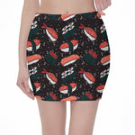 Japanese Sushi Pattern Print Pencil Mini Skirt