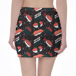 Japanese Sushi Pattern Print Pencil Mini Skirt
