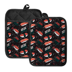 Japanese Sushi Pattern Print Pot Holders With Pocket
