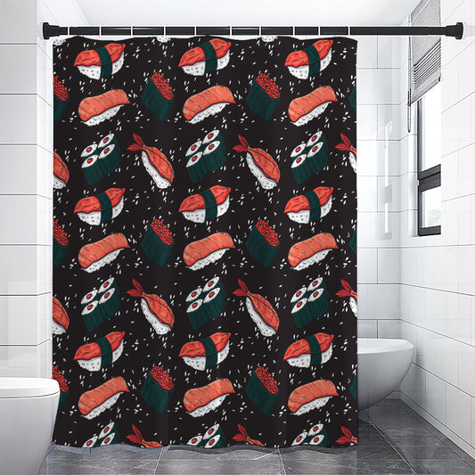 Japanese Sushi Pattern Print Premium Shower Curtain