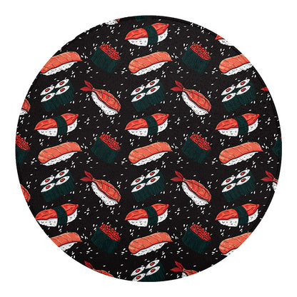 Japanese Sushi Pattern Print Round Blanket