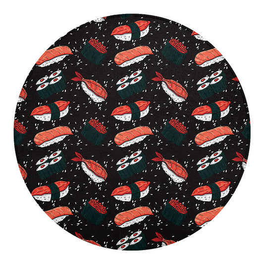 Japanese Sushi Pattern Print Round Blanket