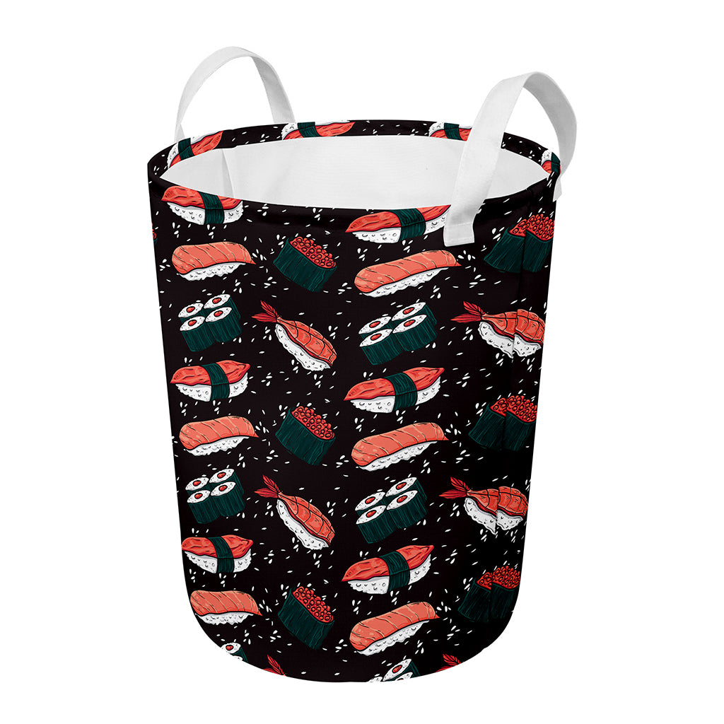 Japanese Sushi Pattern Print Round Laundry Basket