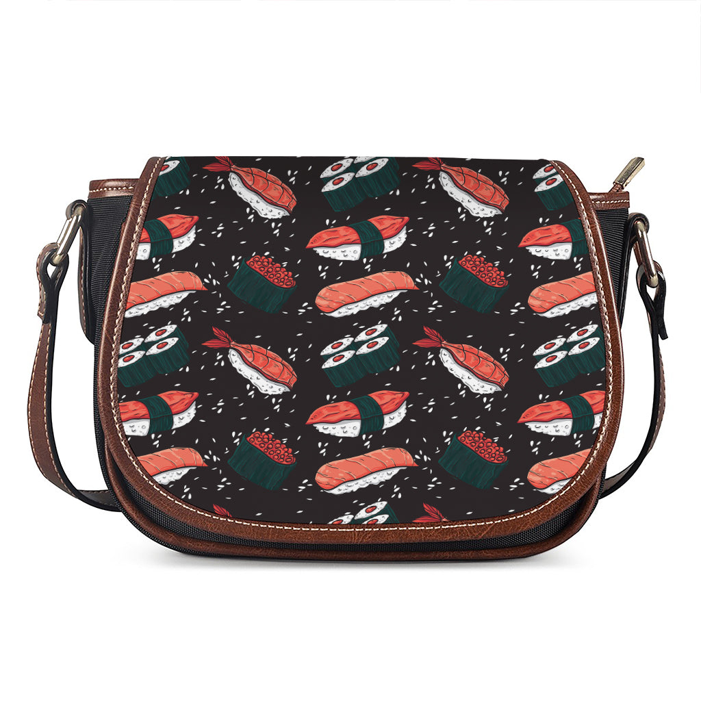 Japanese Sushi Pattern Print Saddle Bag