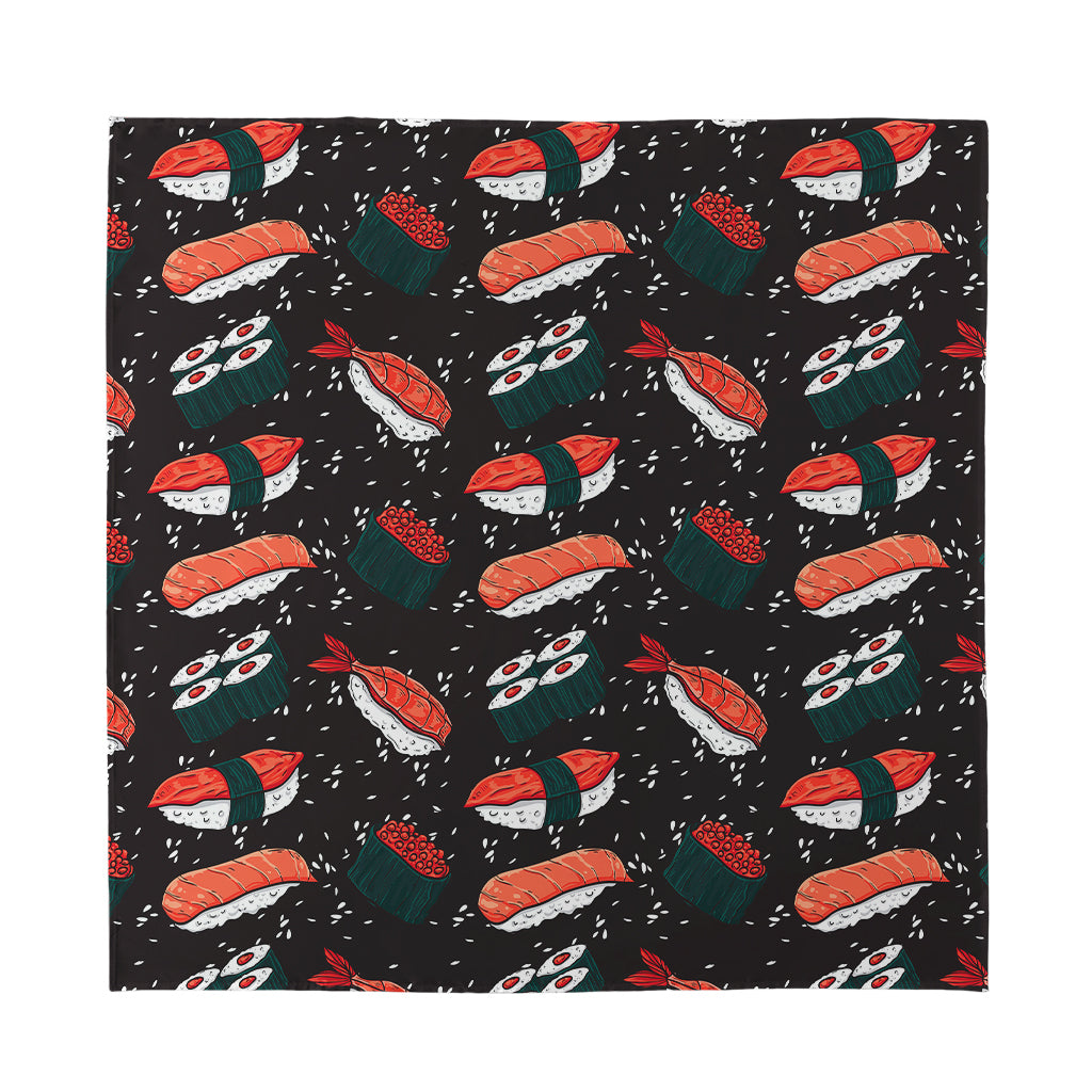 Japanese Sushi Pattern Print Silk Bandana