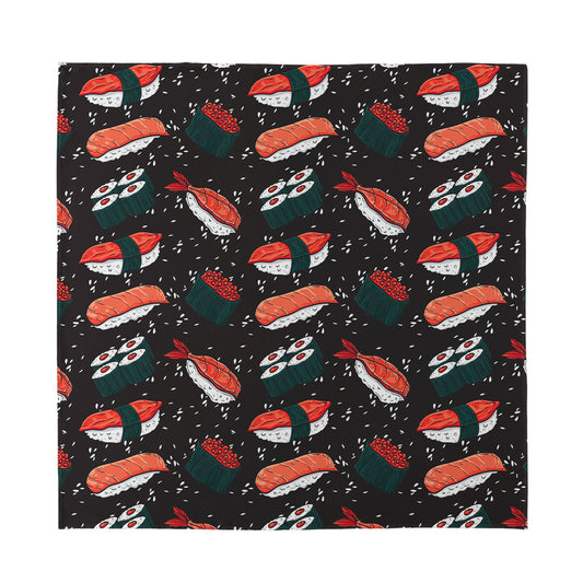 Japanese Sushi Pattern Print Silk Bandana
