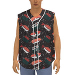 Japanese Sushi Pattern Print Sleeveless Baseball Jersey