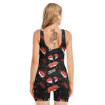 Japanese Sushi Pattern Print Sleeveless One Piece Swimsuit