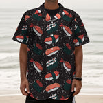 Japanese Sushi Pattern Print Textured Short Sleeve Shirt