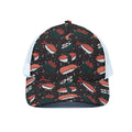 Japanese Sushi Pattern Print White Mesh Trucker Hat