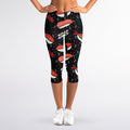 Japanese Sushi Pattern Print Women's Capri Leggings