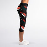 Japanese Sushi Pattern Print Women's Capri Leggings