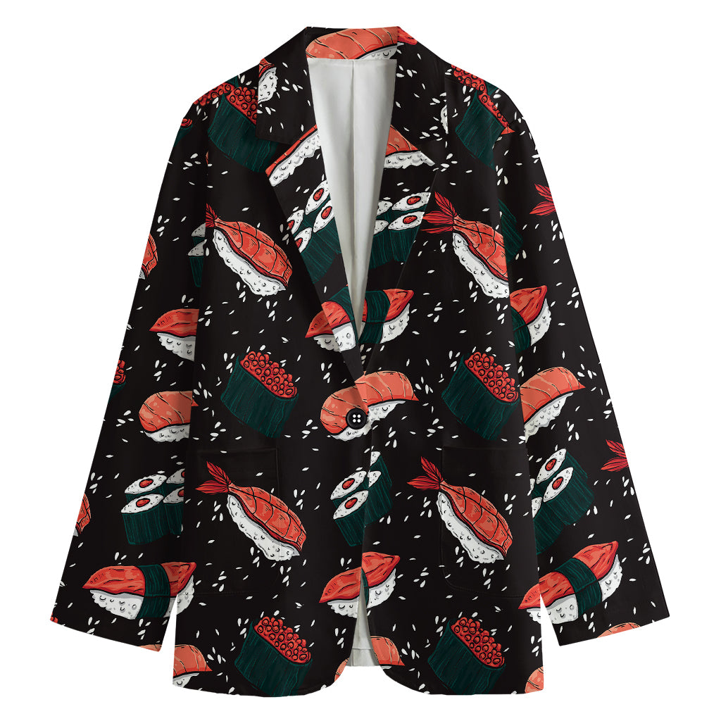 Japanese Sushi Pattern Print Women's Cotton Blazer