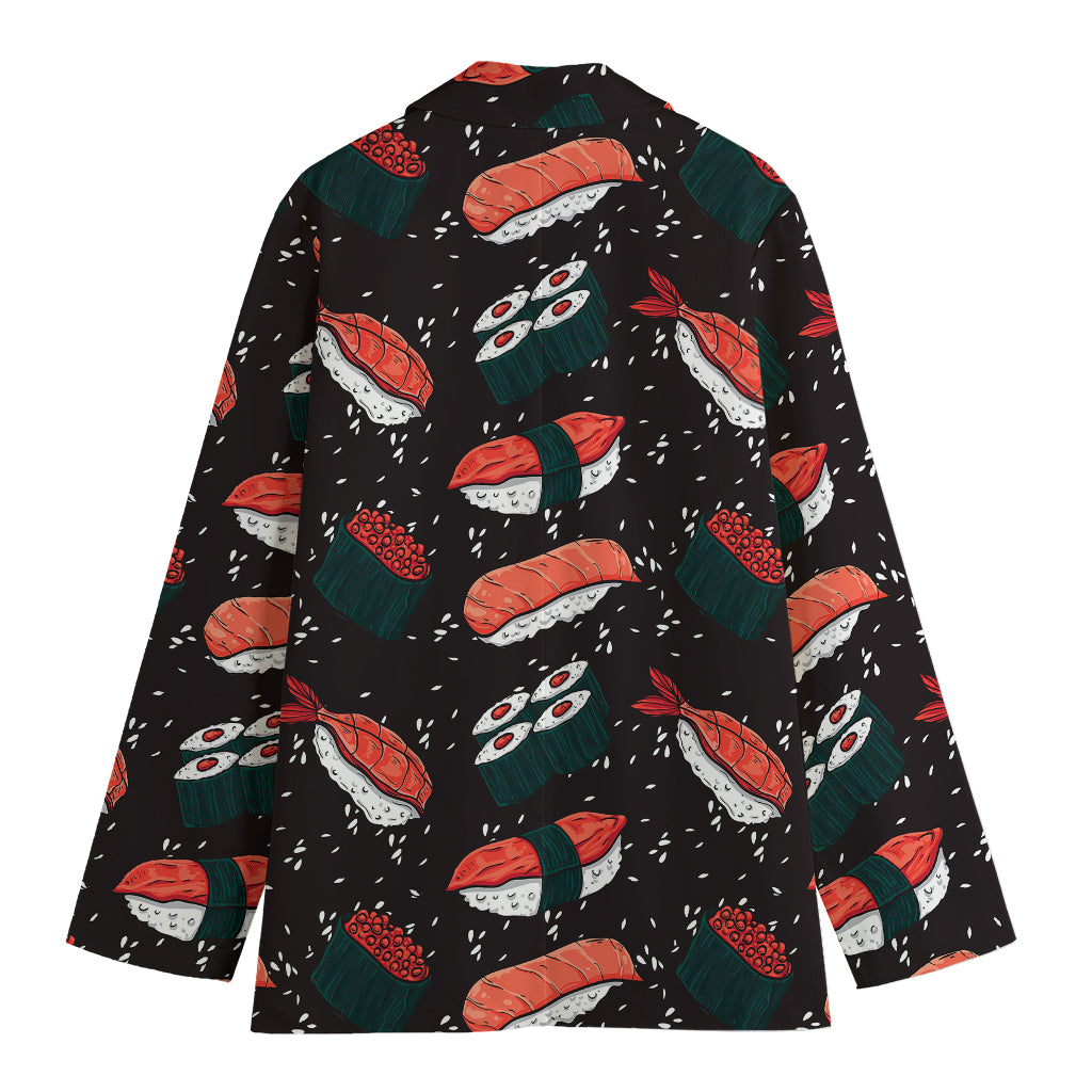 Japanese Sushi Pattern Print Women's Cotton Blazer