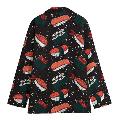 Japanese Sushi Pattern Print Women's Cotton Blazer