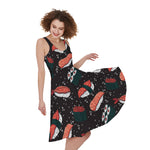 Japanese Sushi Pattern Print Women's Sleeveless Dress