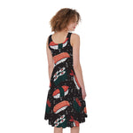 Japanese Sushi Pattern Print Women's Sleeveless Dress