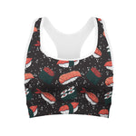 Japanese Sushi Pattern Print Women's Sports Bra