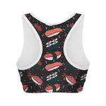 Japanese Sushi Pattern Print Women's Sports Bra