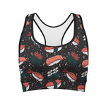 Japanese Sushi Pattern Print Women's Sports Bra