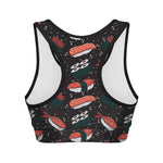 Japanese Sushi Pattern Print Women's Sports Bra