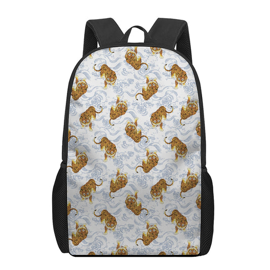 Japanese Tiger Pattern Print 17 Inch Backpack