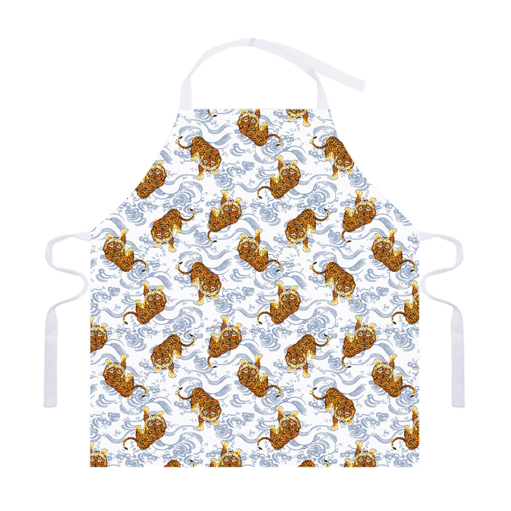 Japanese Tiger Pattern Print Adjustable Apron