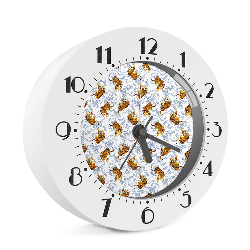 Japanese Tiger Pattern Print Alarm Clock