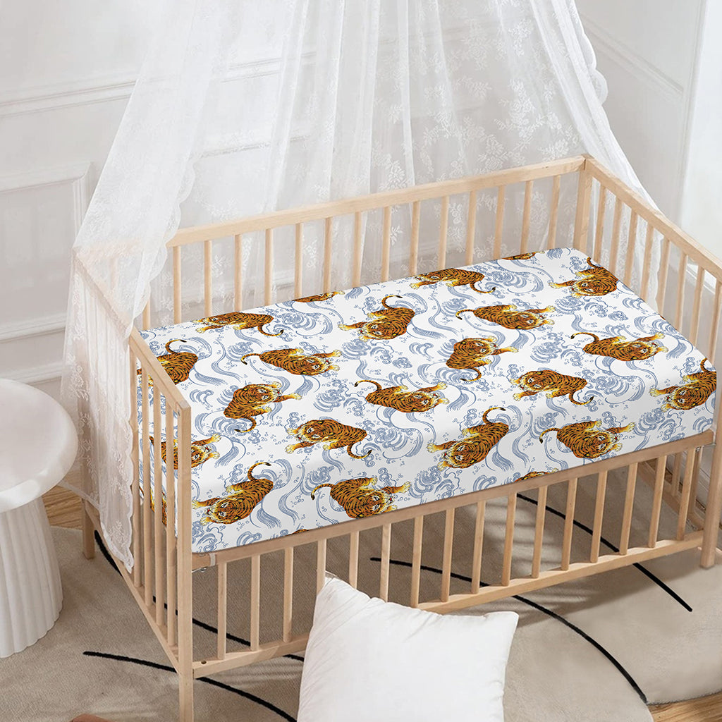 Japanese Tiger Pattern Print Baby Crib Sheet