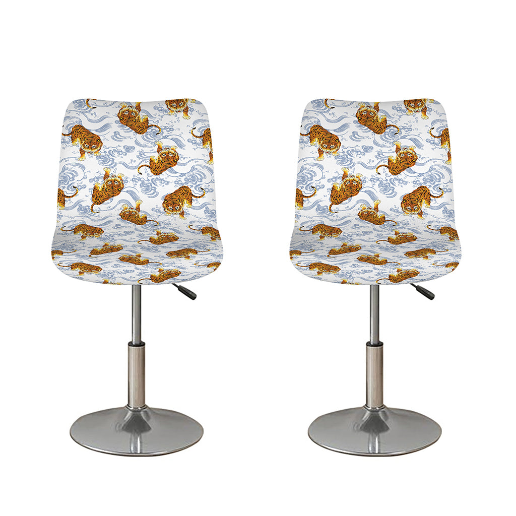 Japanese Tiger Pattern Print Bar Stool Covers