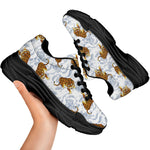 Japanese Tiger Pattern Print Black Chunky Shoes