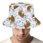 Japanese Tiger Pattern Print Bucket Hat