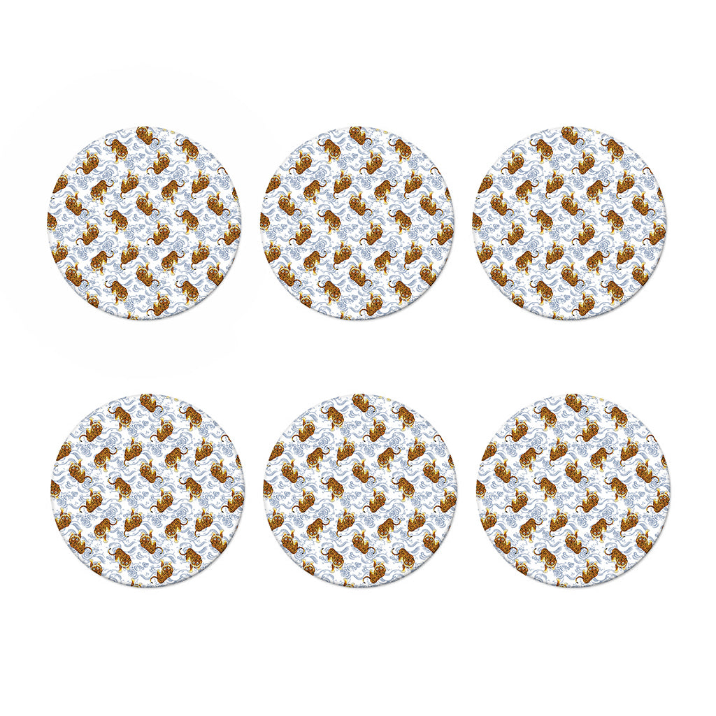 Japanese Tiger Pattern Print Coaster Set