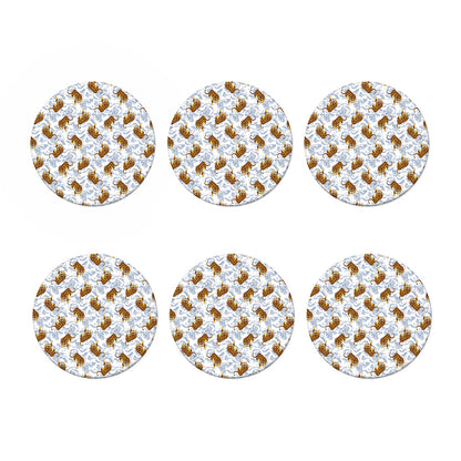 Japanese Tiger Pattern Print Coaster Set