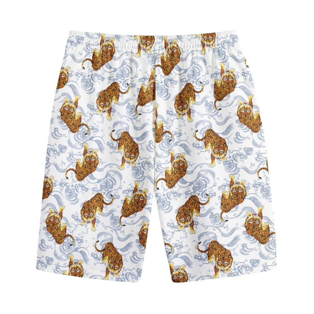 Japanese Tiger Pattern Print Cotton Shorts