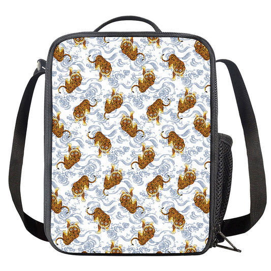 Japanese Tiger Pattern Print Crossbody Lunch Bag