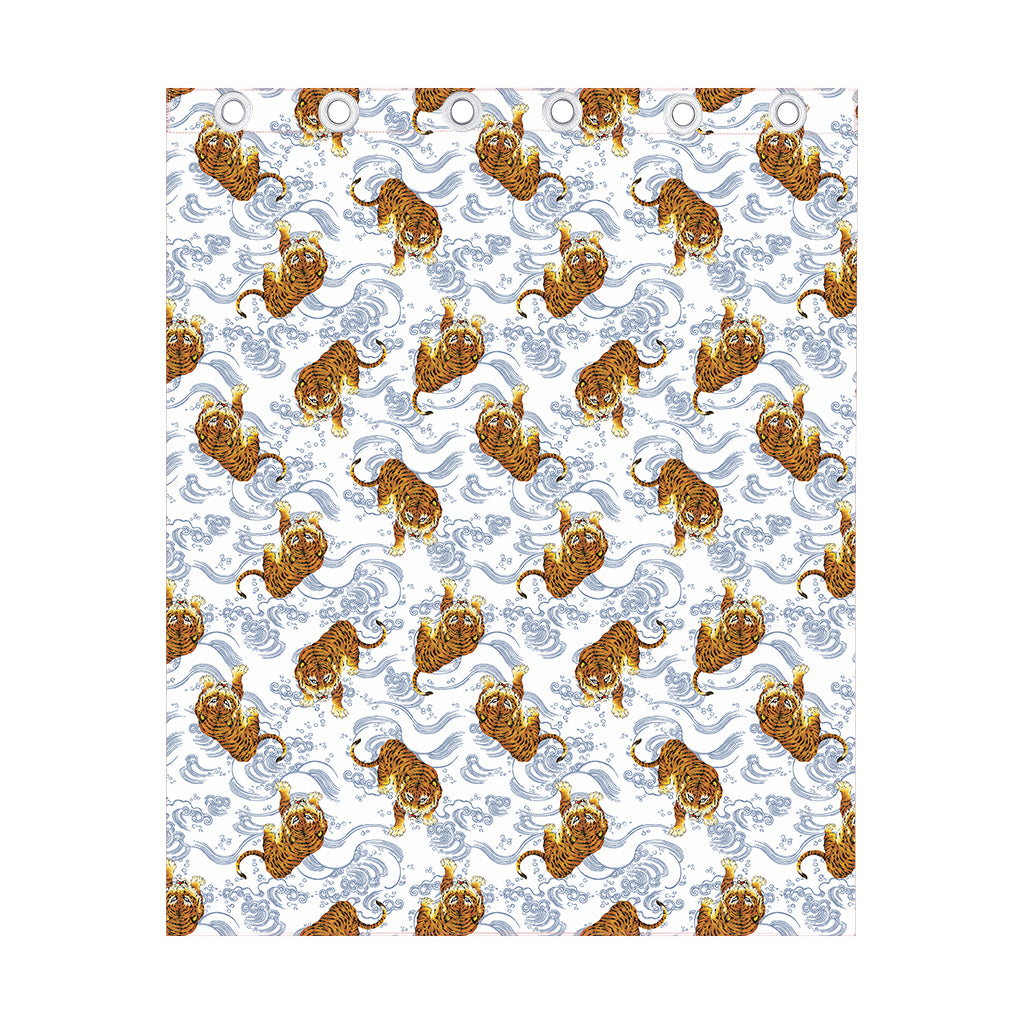 Japanese Tiger Pattern Print Curtain