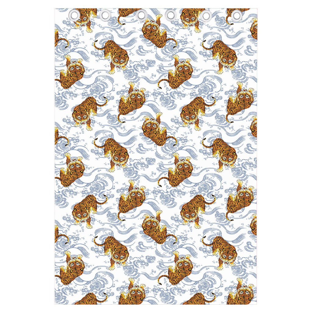 Japanese Tiger Pattern Print Curtain