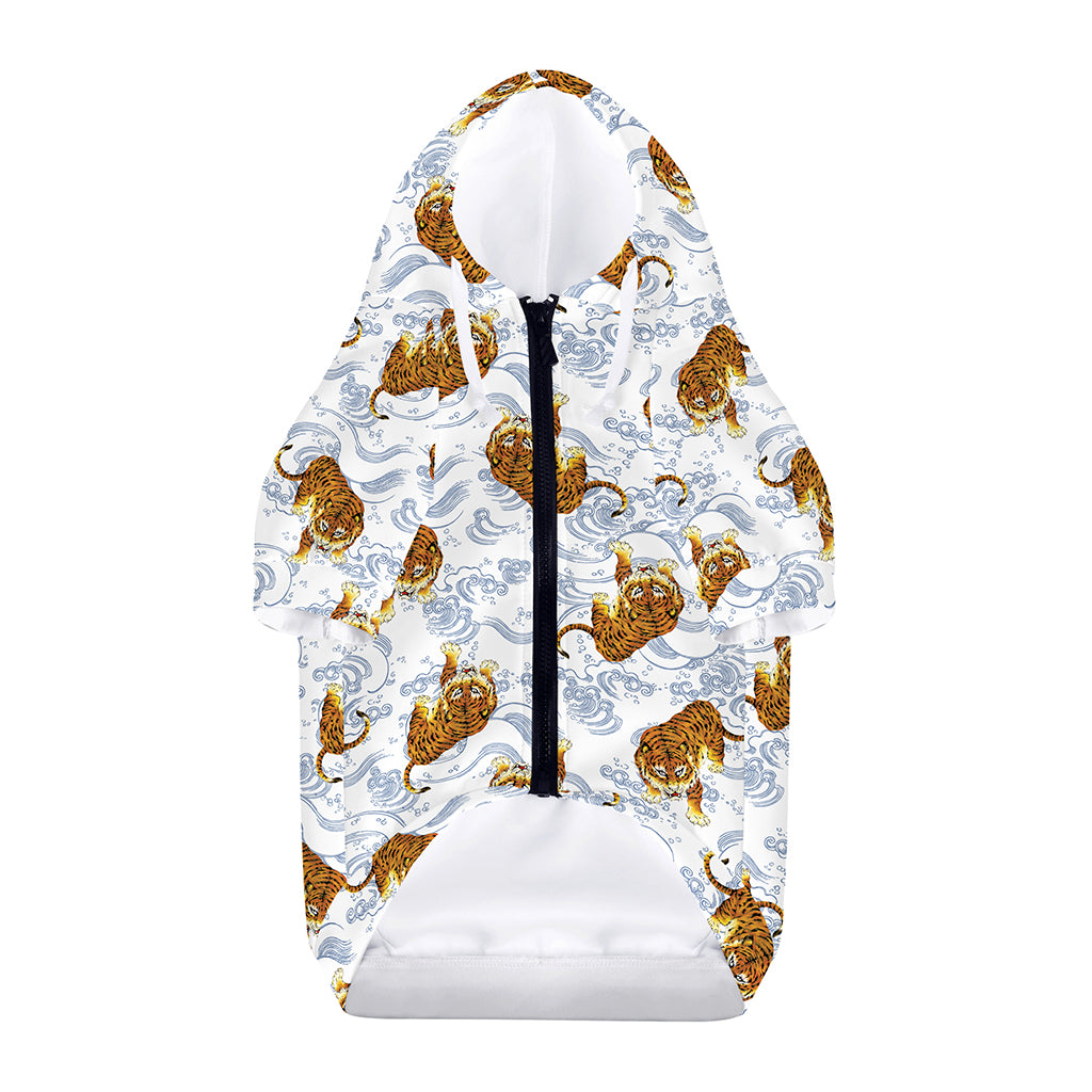 Japanese Tiger Pattern Print Dog Zip Up Hoodie