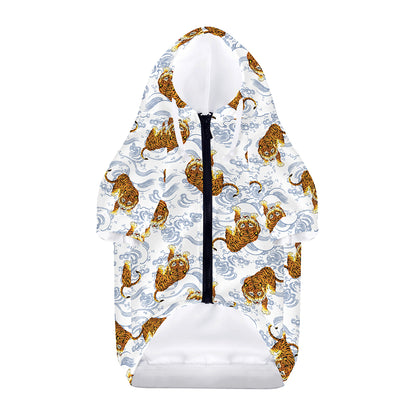 Japanese Tiger Pattern Print Dog Zip Up Hoodie