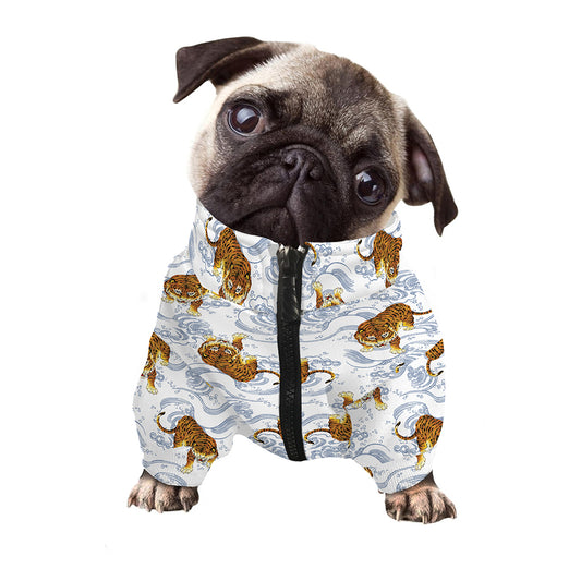 Japanese Tiger Pattern Print Dog Zip Up Jacket