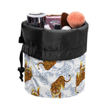 Japanese Tiger Pattern Print Drawstring Makeup Bag