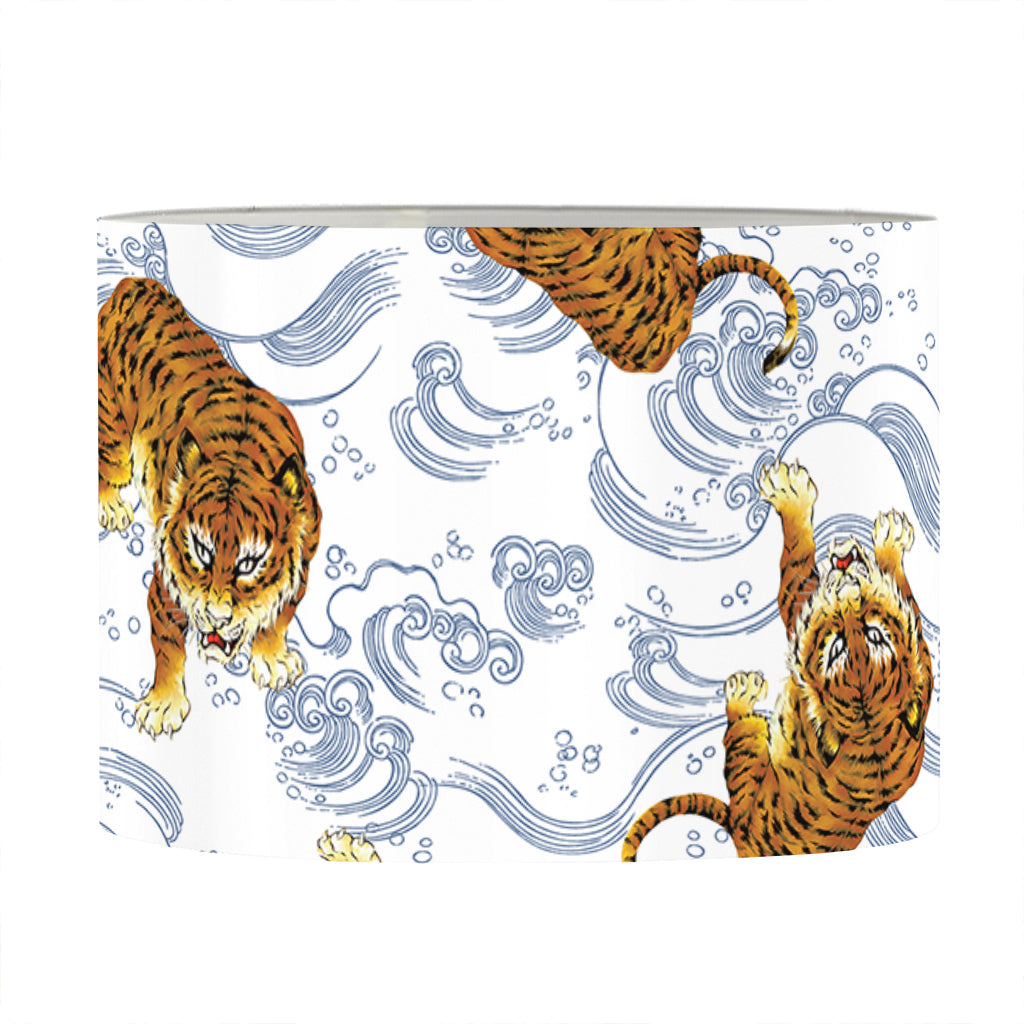 Japanese Tiger Pattern Print Drum Lamp Shade
