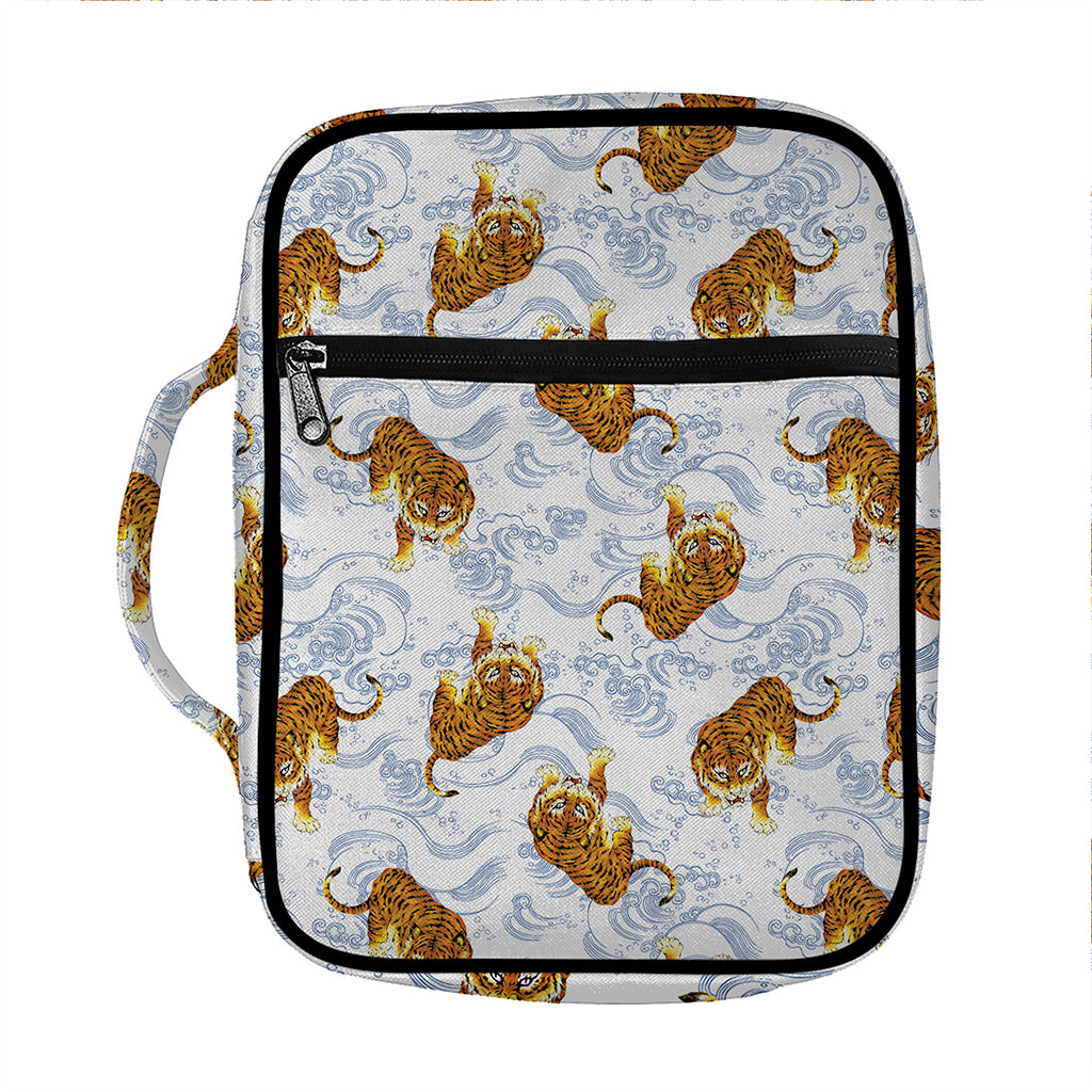 Japanese Tiger Pattern Print Front Pocket Bible Bag