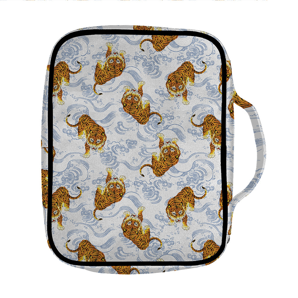 Japanese Tiger Pattern Print Front Pocket Bible Bag