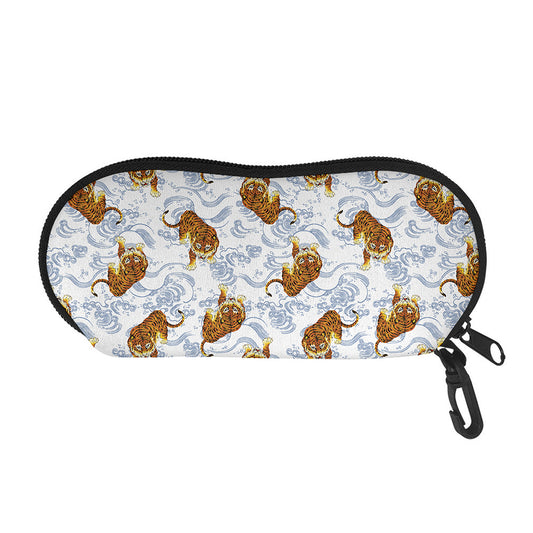 Japanese Tiger Pattern Print Glasses Case